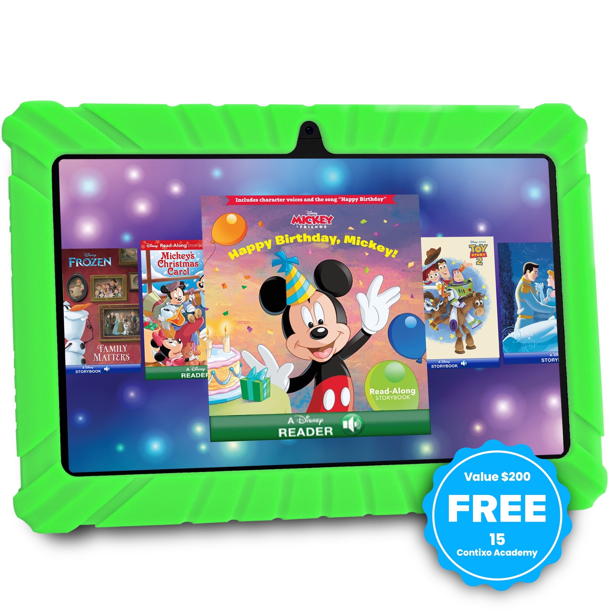 Contixo 7" Kids Tablet, 2024 Model, STEM Learning, Educational Tablet for Ages 3-12, Contixo Academy, Android, WiFi - Green